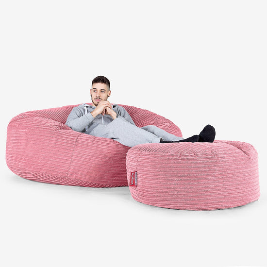 Kæmpe Sækkestol Sofa XXL 'Mega Mammut' - Klassisk Jernbanefløjl Koral 02