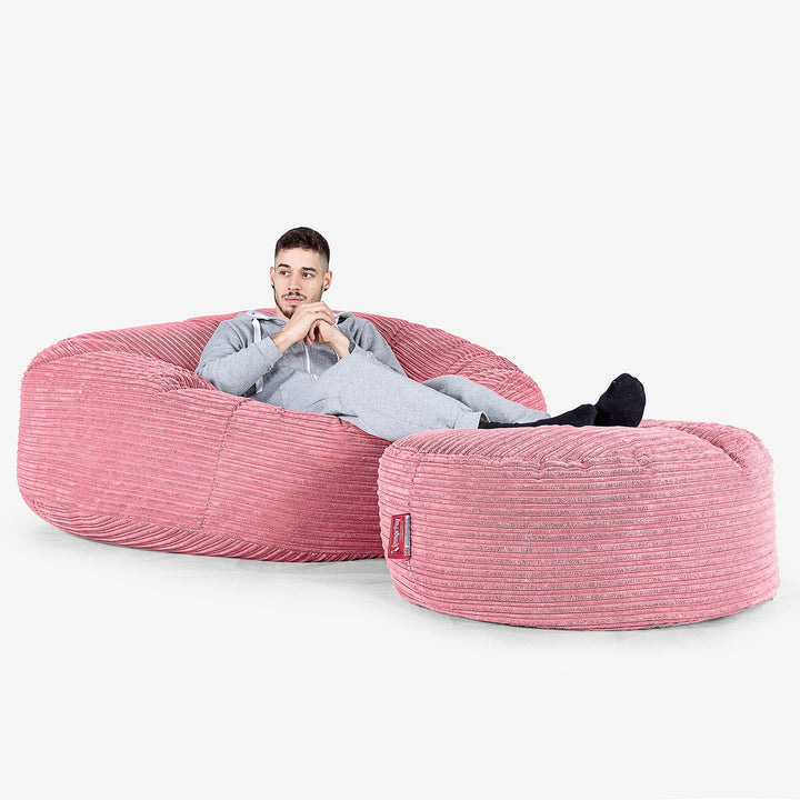 Kæmpe Sækkestol Sofa XXL 'Mega Mammut' - Klassisk Jernbanefløjl Koral 02