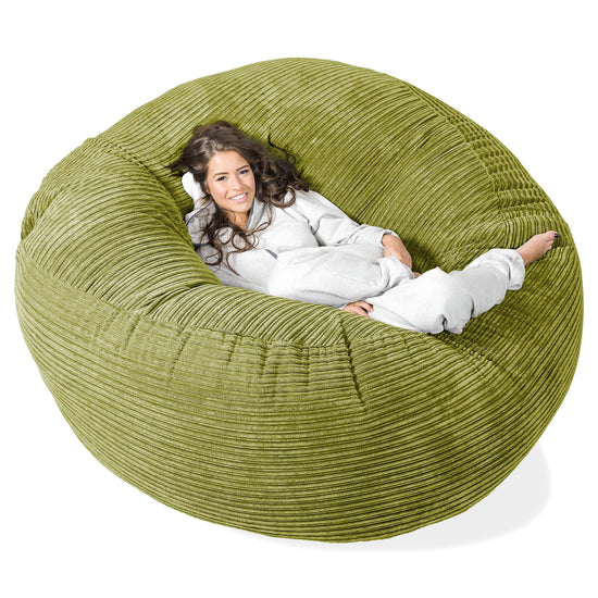 Kæmpe Sækkestol Sofa XXL 'Mega Mammut' - Klassisk Jernbanefløjl Limegrøn 01