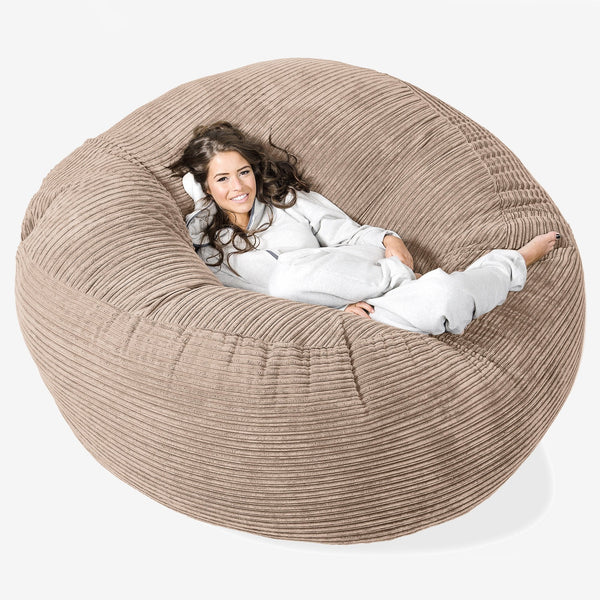 Kæmpe Sækkestol Sofa XXL 'Mega Mammut' - Klassisk Jernbanefløjl Sand 01