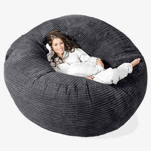 Kæmpe Sækkestol Sofa XXL 'Mega Mammut' - Klassisk Jernbanefløjl Sort