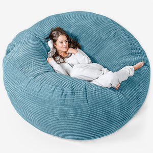 Kæmpe Sækkestol Sofa XXL 'Mega Mammut' - Klassisk Jernbanefløjl Turkis Blå