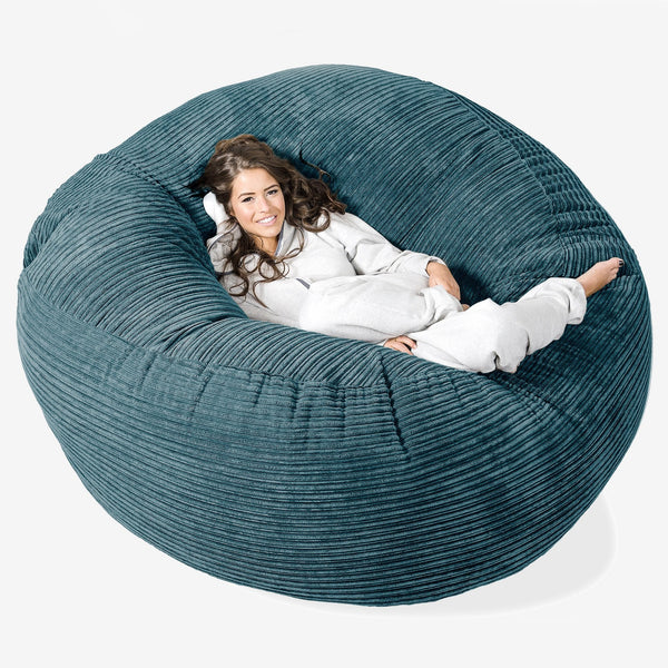 Kæmpe Sækkestol Sofa XXL 'Mega Mammut' - Klassisk Jernbanefløjl Turkis 01
