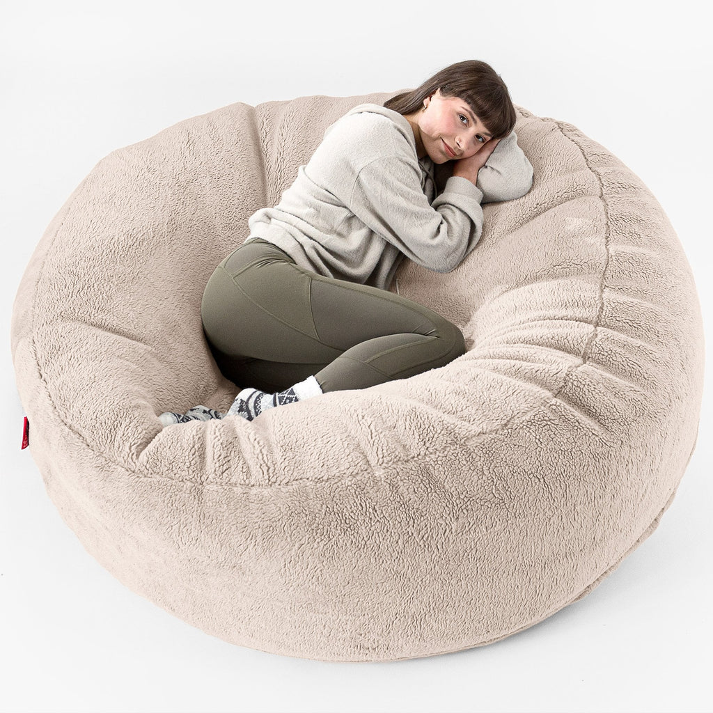 Kæmpe Sækkestol Sofa XXL 'Mega Mammut' - Korthåret Imiteret Pels Mink 01