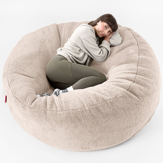 Kæmpe Sækkestol Sofa XXL 'Mega Mammut' - Korthåret Imiteret Pels Mink 01
