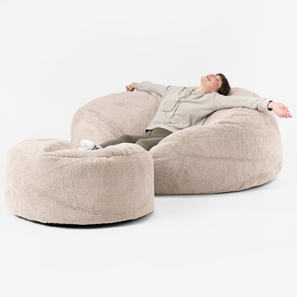 Kæmpe Sækkestol Sofa XXL 'Mega Mammut' - Korthåret Imiteret Pels Mink 02