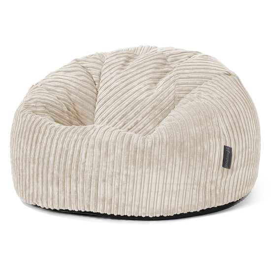 Klassisk Sækkestol - Klassisk Jernbanefløjl Cremefarvet 01