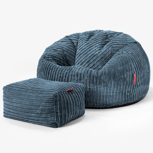 Klassisk Sækkestol - Klassisk Jernbanefløjl Navy 01