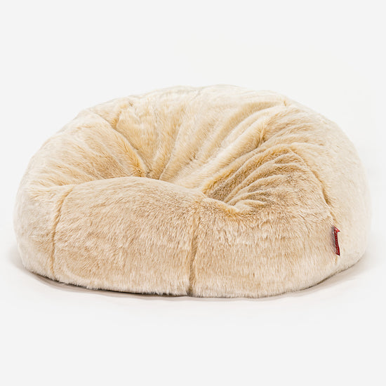 Klassisk Sækkestol Sofa - Falsk Pels Hvid 01