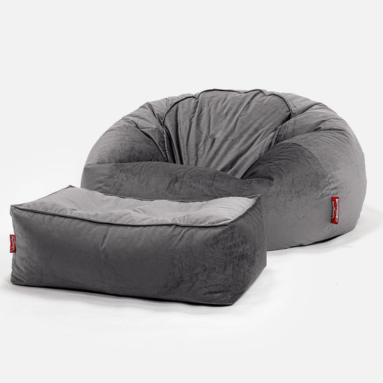 Klassisk Sækkestol Sofa - Fløjl Grafit Grå 02