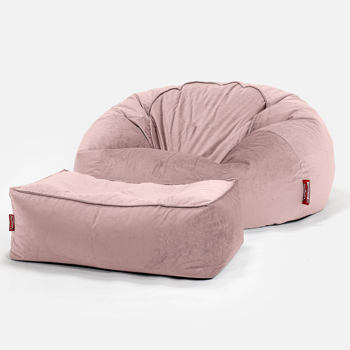 Klassisk Sækkestol Sofa - Fløjl Lyserød 02