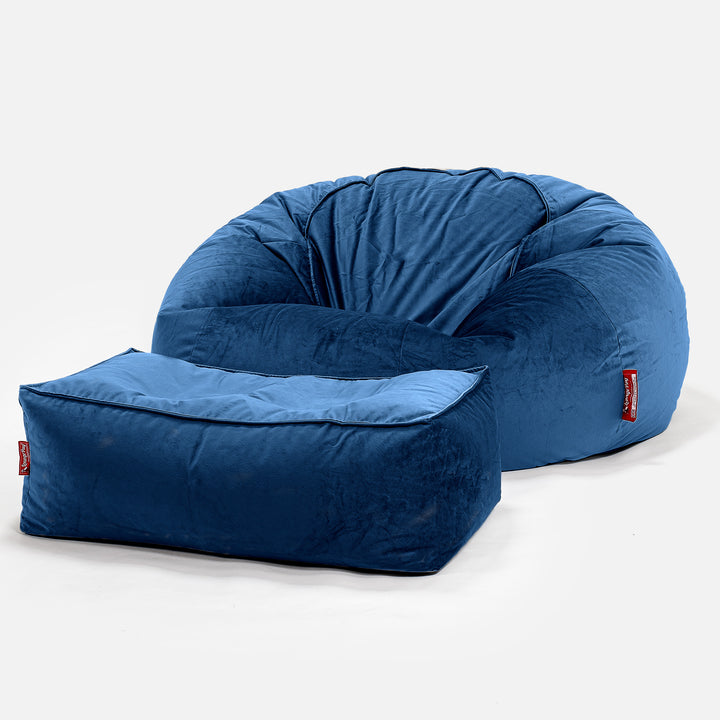 Klassisk Sækkestol Sofa - Fløjl Marineblå 02