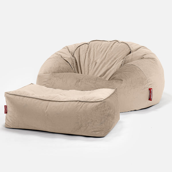 Klassisk Sækkestol Sofa - Fløjl Mink 01