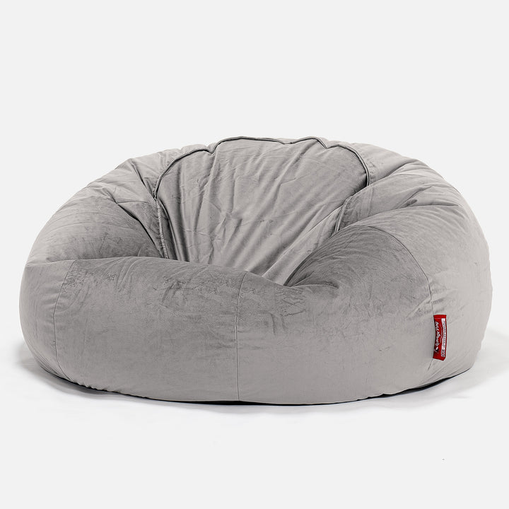 Klassisk Sækkestol Sofa - Fløjl Sølv 01