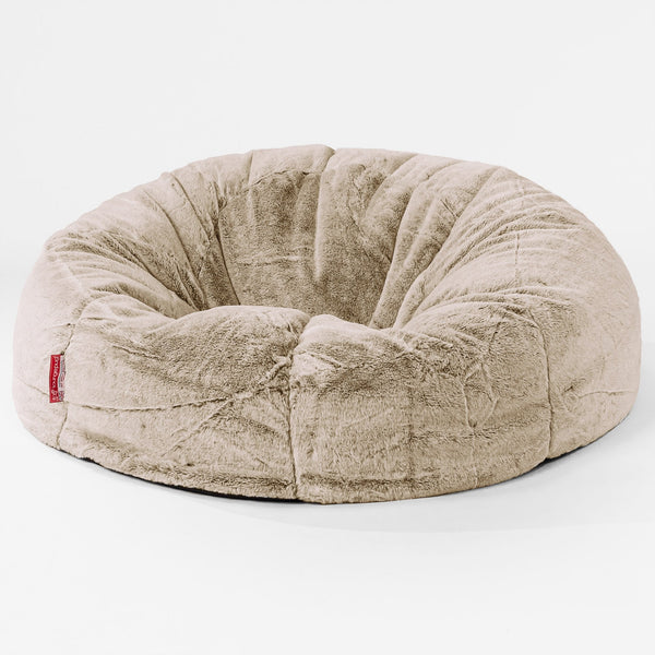 Klassisk Sækkestol Sofa - Imiteret Kaninpels Gyldenbrun 01