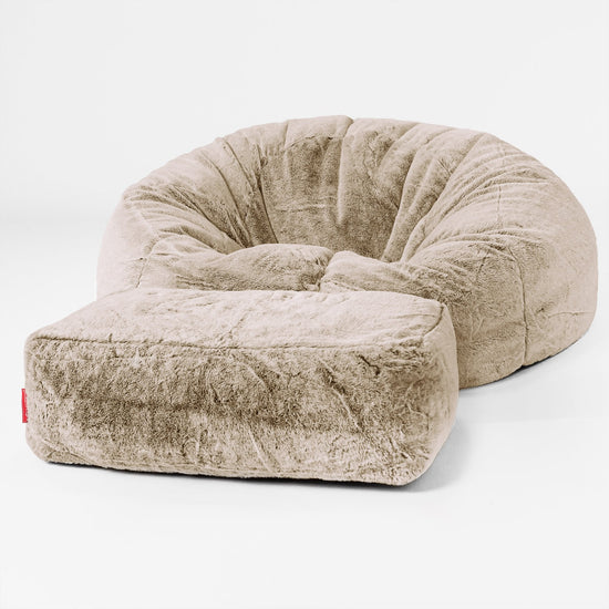 Klassisk Sækkestol Sofa - Imiteret Kaninpels Gyldenbrun 02