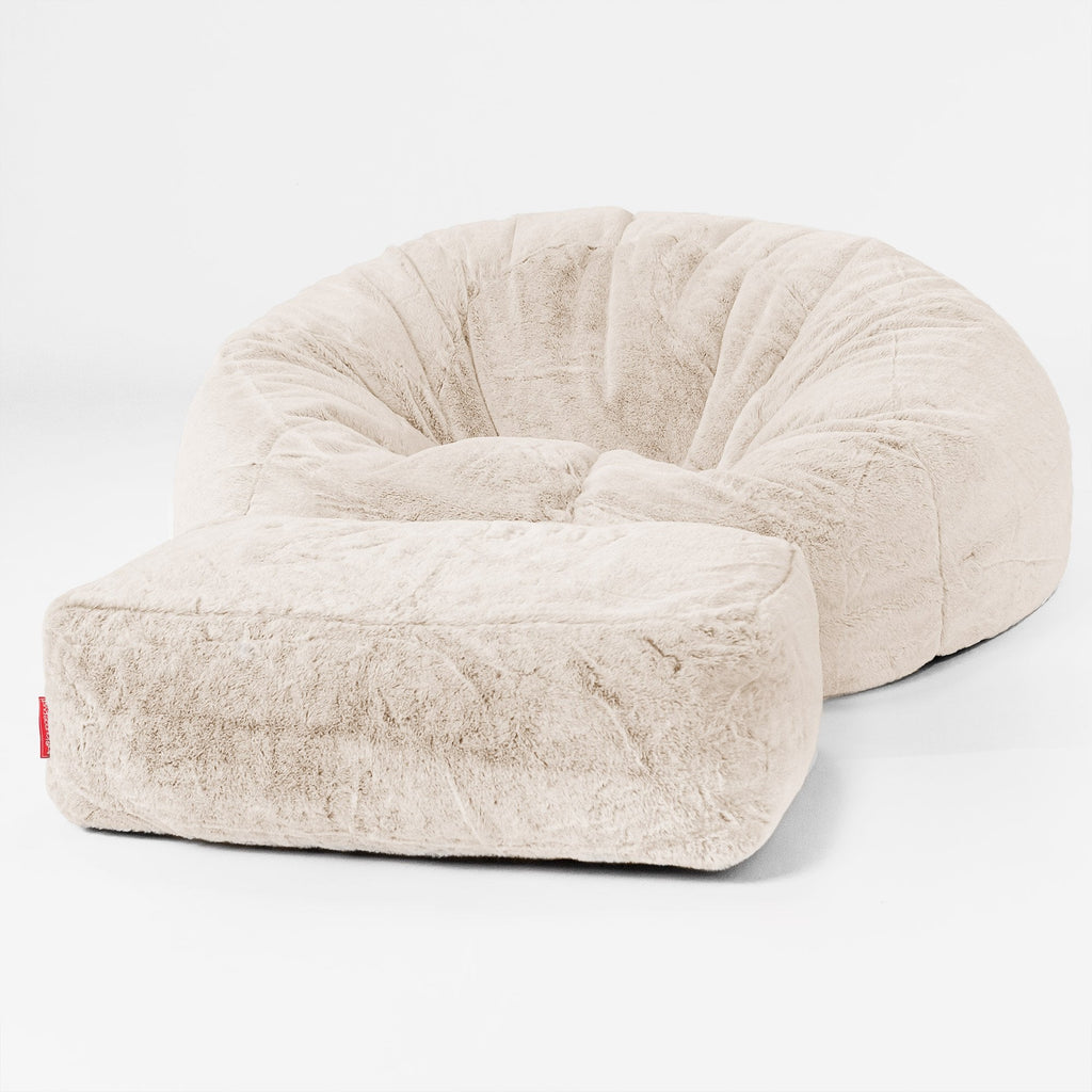 Klassisk Sækkestol Sofa - Imiteret Kaninpels Hvid 02
