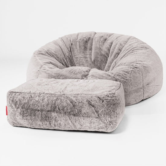 Klassisk Sækkestol Sofa - Imiteret Kaninpels Lysegrå 02