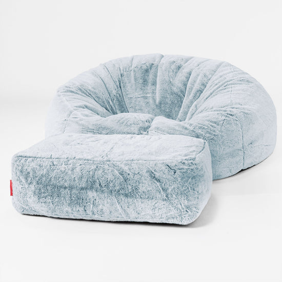 Klassisk Sækkestol Sofa - Imiteret Kaninpels Støvet Blå 02