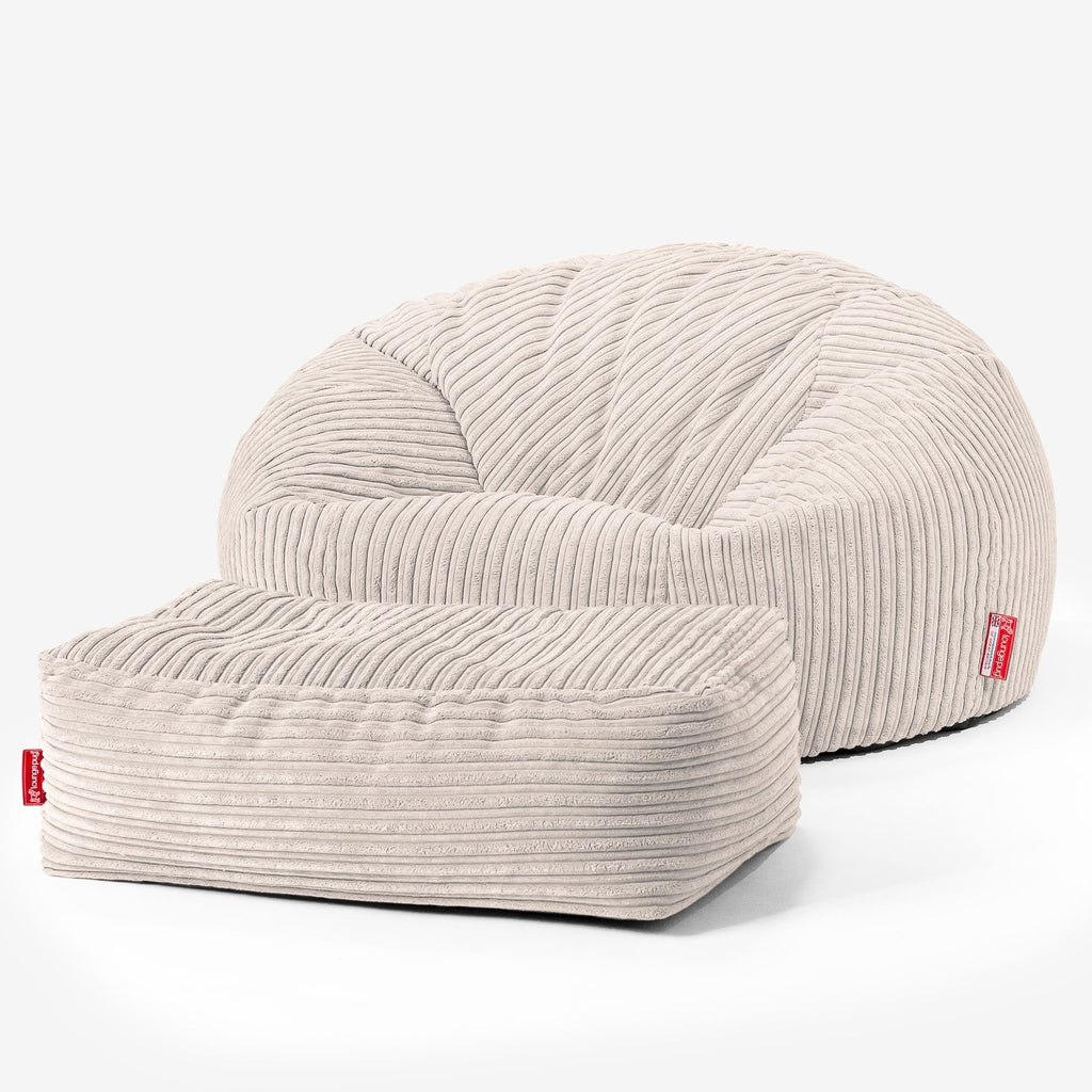 Klassisk Sækkestol Sofa - Klassisk Jernbanefløjl Elfenben 02