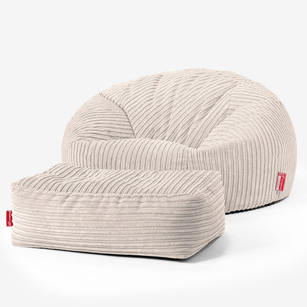 Klassisk Sækkestol Sofa - Klassisk Jernbanefløjl Elfenben 01