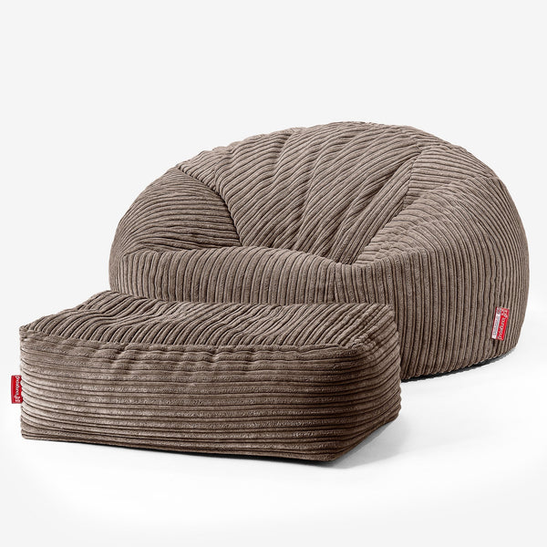 Klassisk Sækkestol Sofa - Klassisk Jernbanefløjl Mokka Brun 01