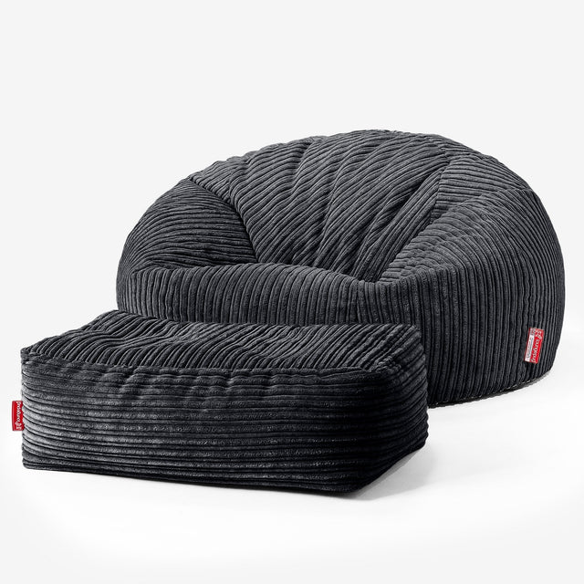Klassisk Sækkestol Sofa - Klassisk Jernbanefløjl Sort 02