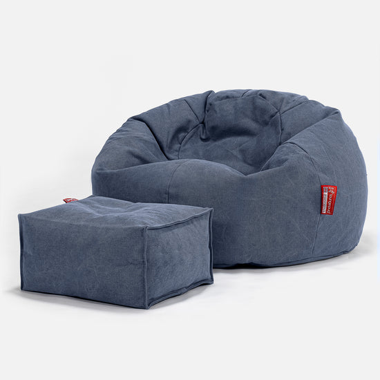 Klassisk Sækkestol - Stonewashed denim Navy 02