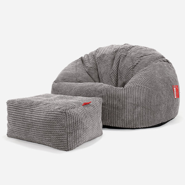 Klassisk Sækkestol - Pom Pom Kul Grå 01