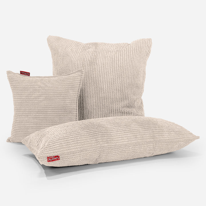 CloudSac 50 Kæmpe Pude med Memory Skum 40 x 80cm - Pom Pom Cremefarvet 03