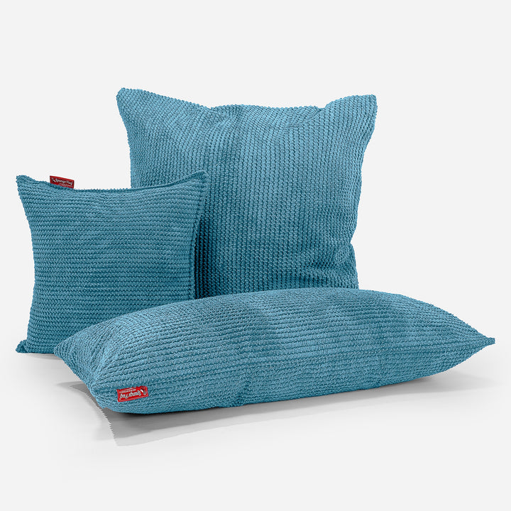 CloudSac 50 Kæmpe Pude med Memory Skum 40 x 80cm - Pom Pom Turkis Blå 03