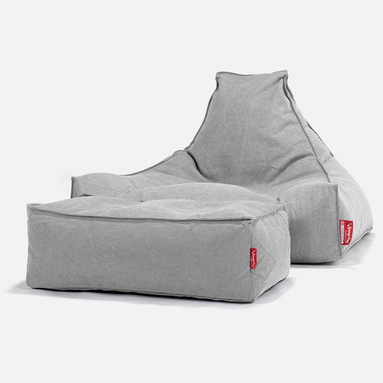 Lounge Sækkestol - Stonewashed denim Grå 02
