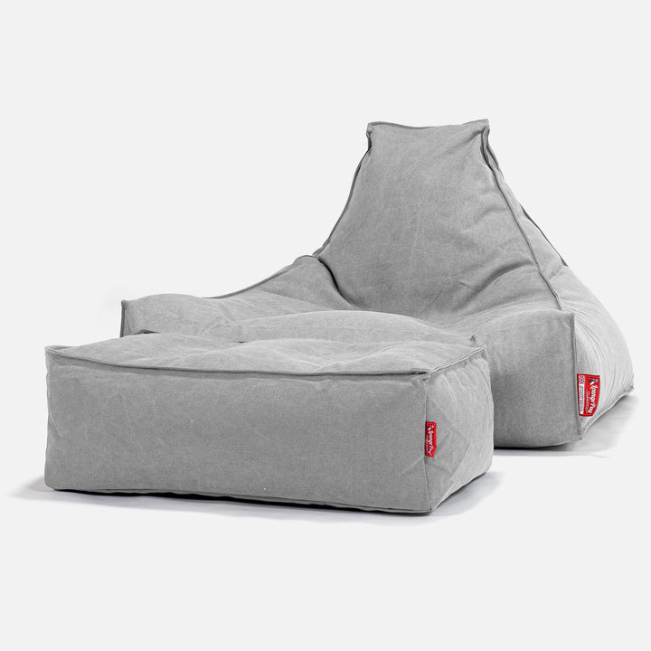 Lounge Sækkestol - Stonewashed denim Grå 02
