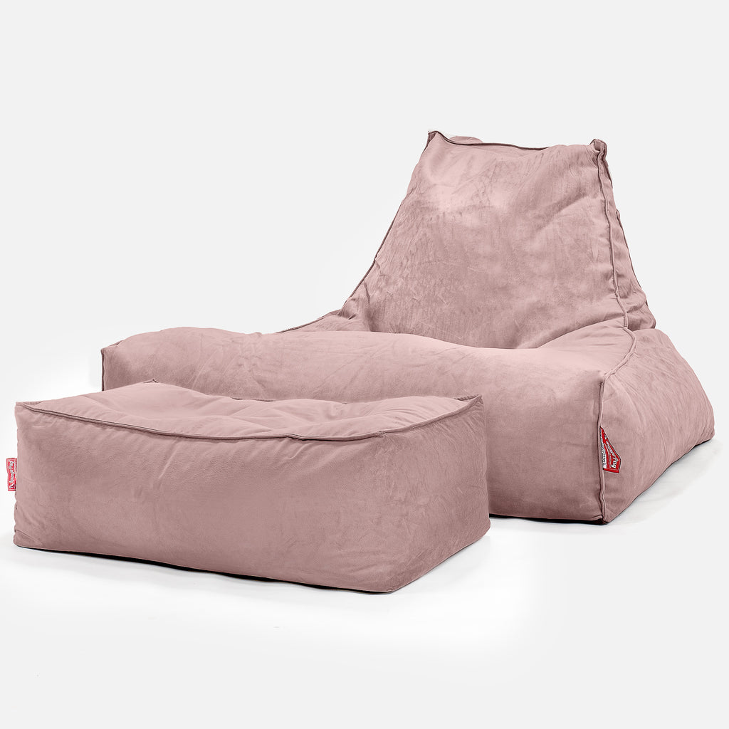 Lounge Sækkestol Sofa XXL - Fløjl Lyserød 02