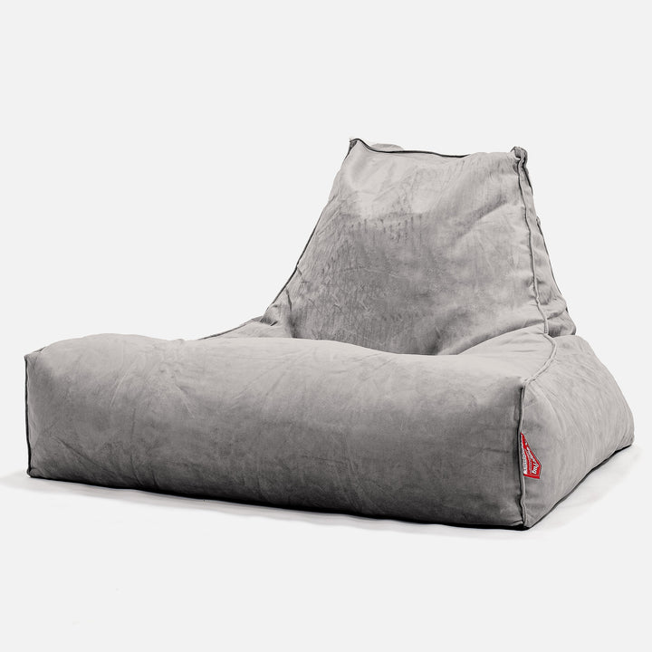 Lounge Sækkestol Sofa XXL - Fløjl Sølv 01