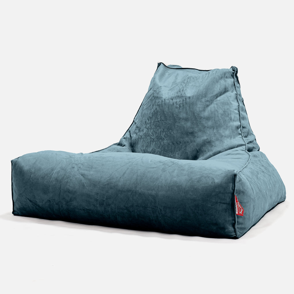 Lounge Sækkestol Sofa XXL - Fløjl Turkis Blå 01
