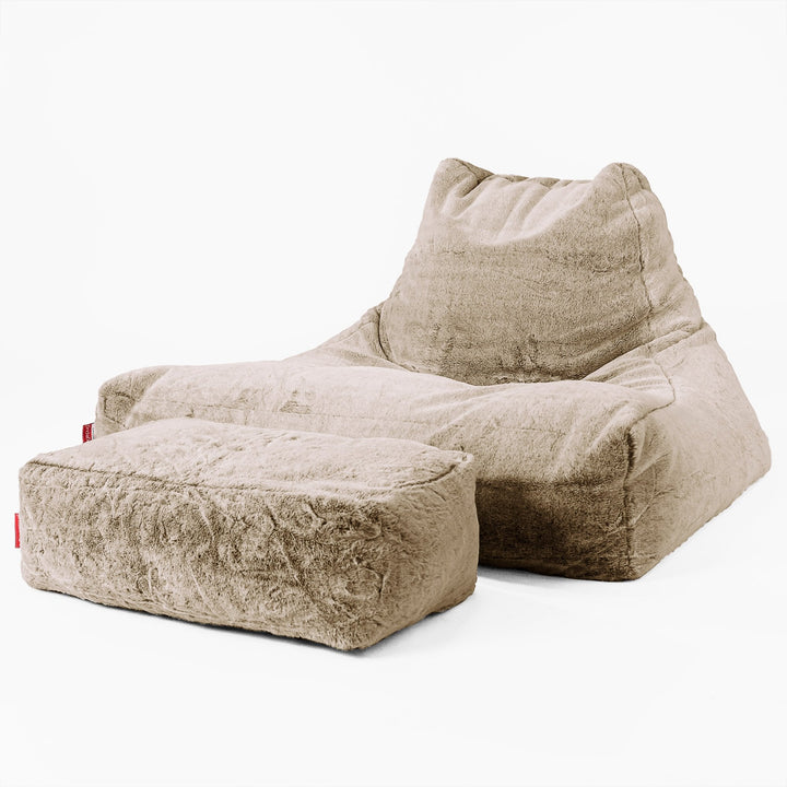 Lounge Sækkestol Sofa XXL - Imiteret Kaninpels Gyldenbrun 02