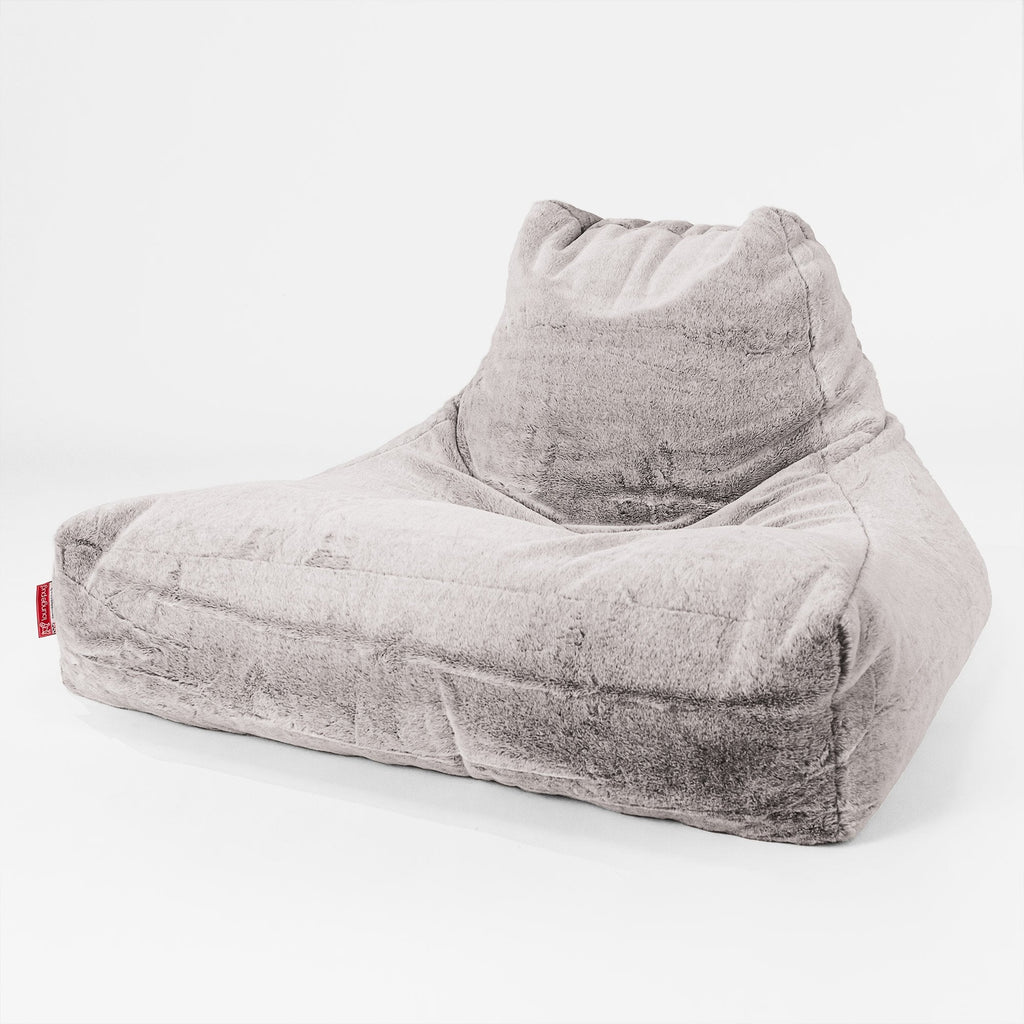 Lounge Sækkestol Sofa XXL - Imiteret Kaninpels Lysegrå 01