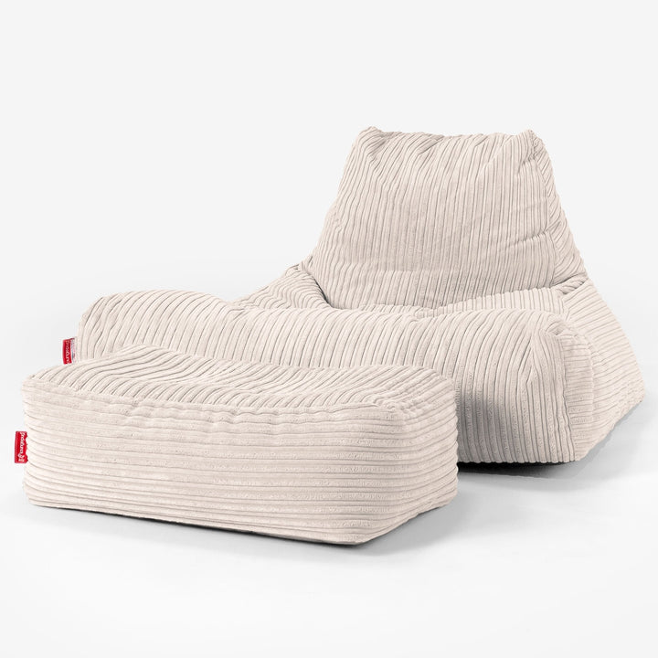 Lounge Sækkestol Sofa XXL - Klassisk Jernbanefløjl Elfenben 02