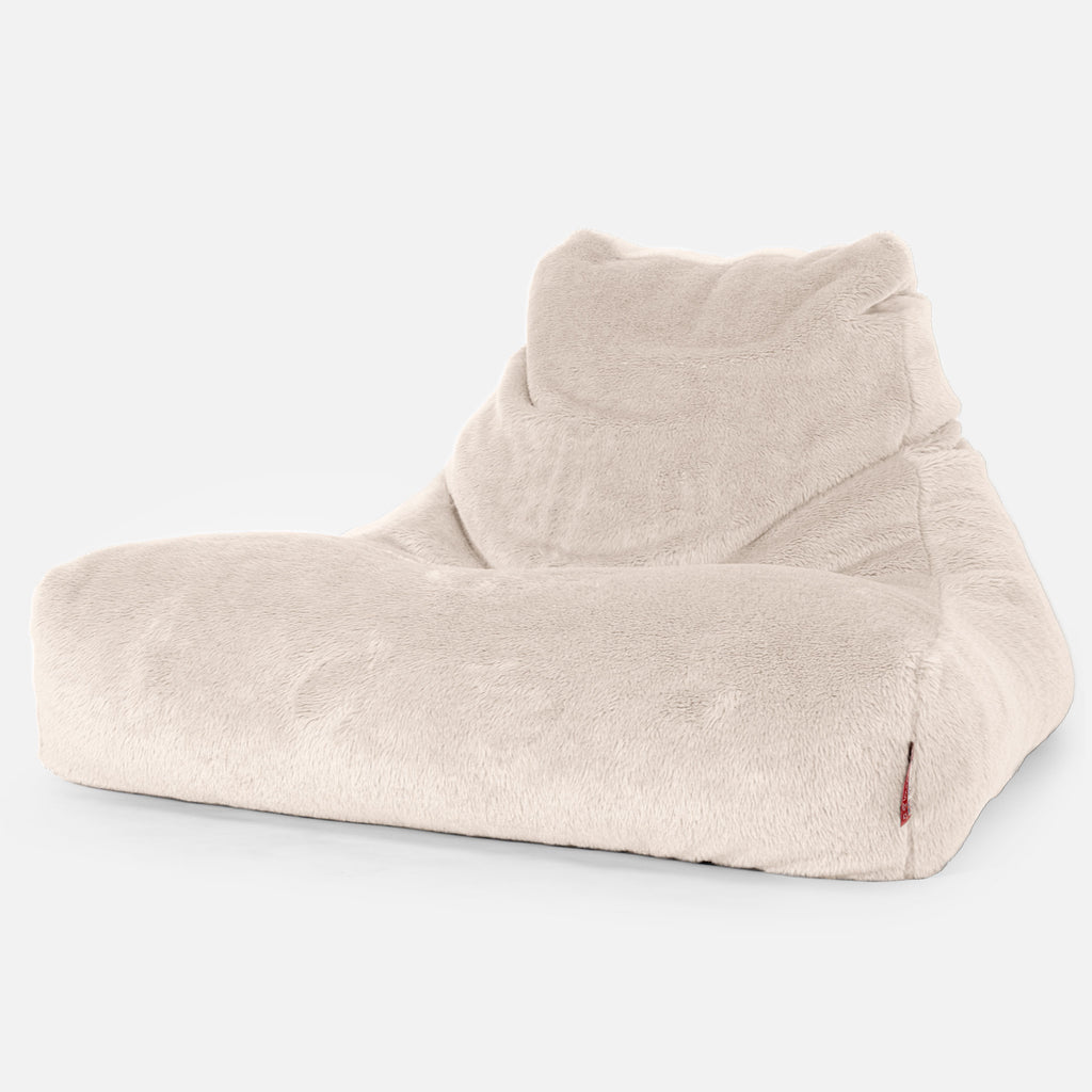 Lounge Sækkestol Sofa XXL - Korthåret Imiteret Pels Cremefarvet 01