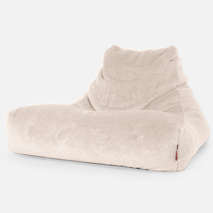 Lounge Sækkestol Sofa XXL - Korthåret Imiteret Pels Cremefarvet 01