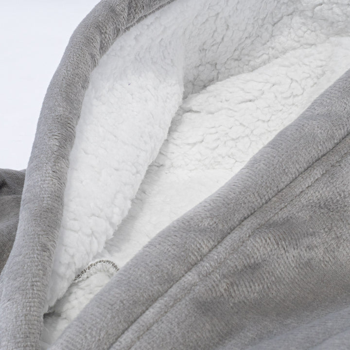 Oversized Hoodie-tæppe som Sweatshirt med Lynlås til Voksne - Minky Grå 06