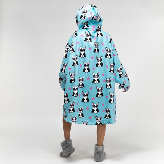 Oversized Hoodie-tæppe som Sweatshirt med Lynlås til Voksne - Minky Mops 03