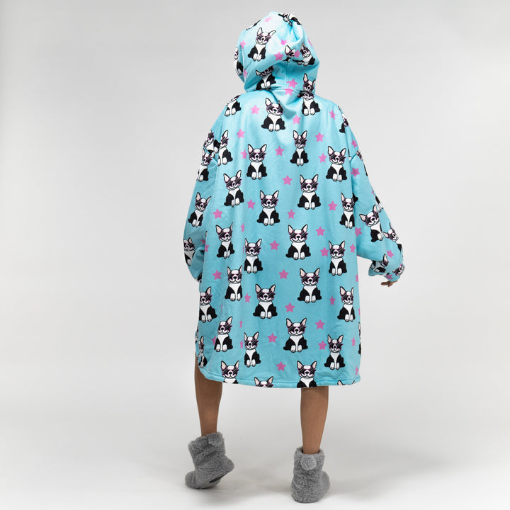 Oversized Hoodie-tæppe som Sweatshirt med Lynlås til Voksne - Minky Mops 03