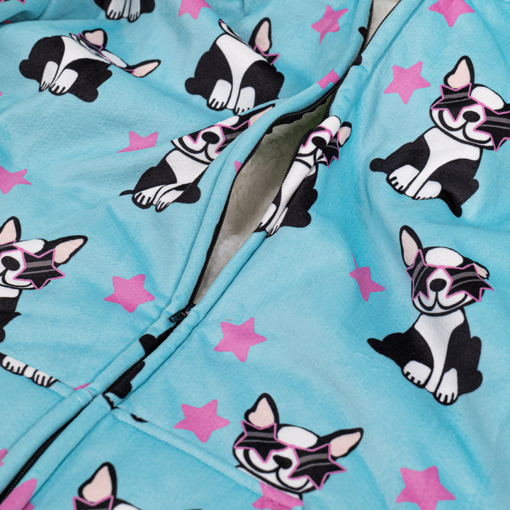 Oversized Hoodie-tæppe som Sweatshirt med Lynlås til Voksne - Minky Mops 05