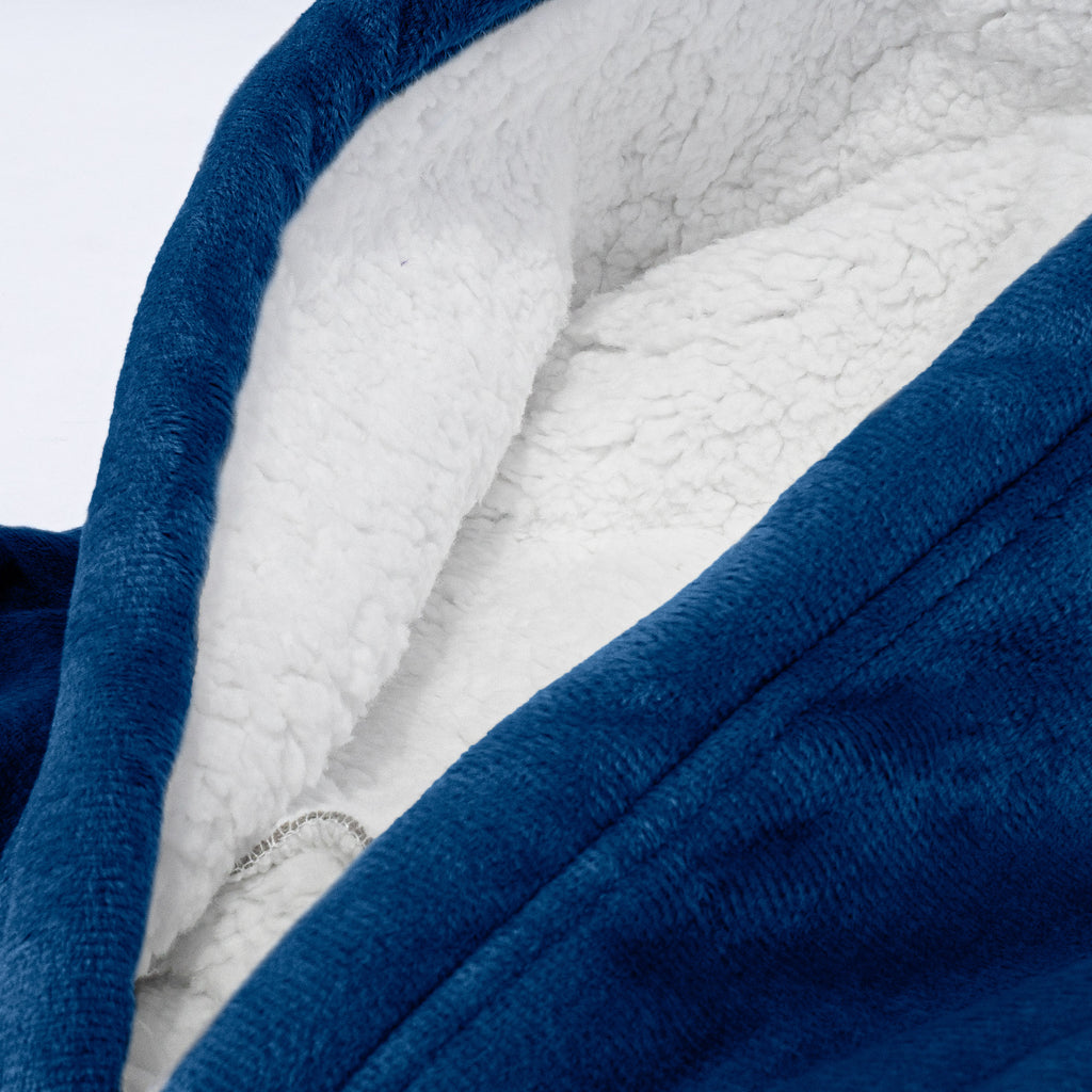 Oversized Hoodie-tæppe som Sweatshirt med Lynlås til Voksne - Minky Mørkeblå 06