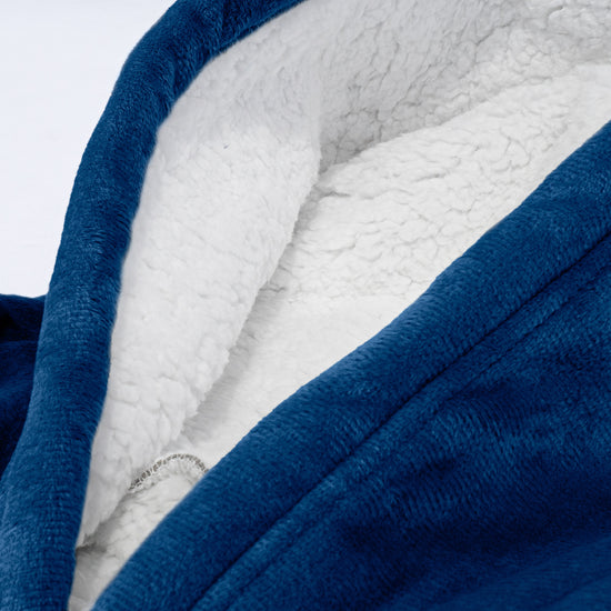 Oversized Hoodie-tæppe som Sweatshirt med Lynlås til Voksne - Minky Mørkeblå 06