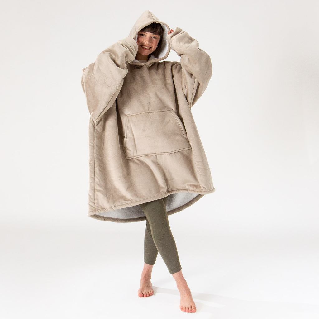 Oversized Hoodie-tæppe som Sweatshirt til Voksne - Minky Cremefarvet / Mink 01