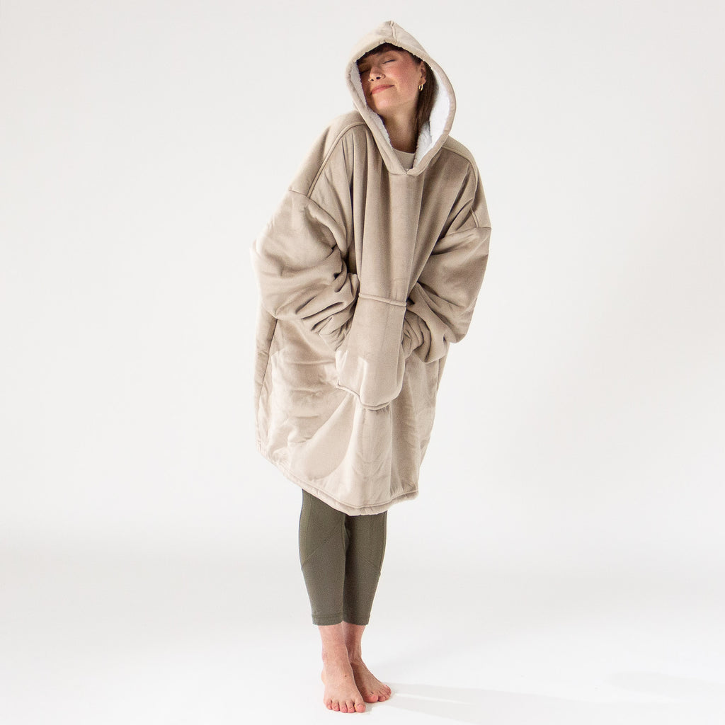 Oversized Hoodie-tæppe som Sweatshirt til Voksne - Minky Cremefarvet / Mink 02