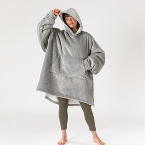 Oversized Hoodie-tæppe som Sweatshirt til Voksne - Minky Grå
